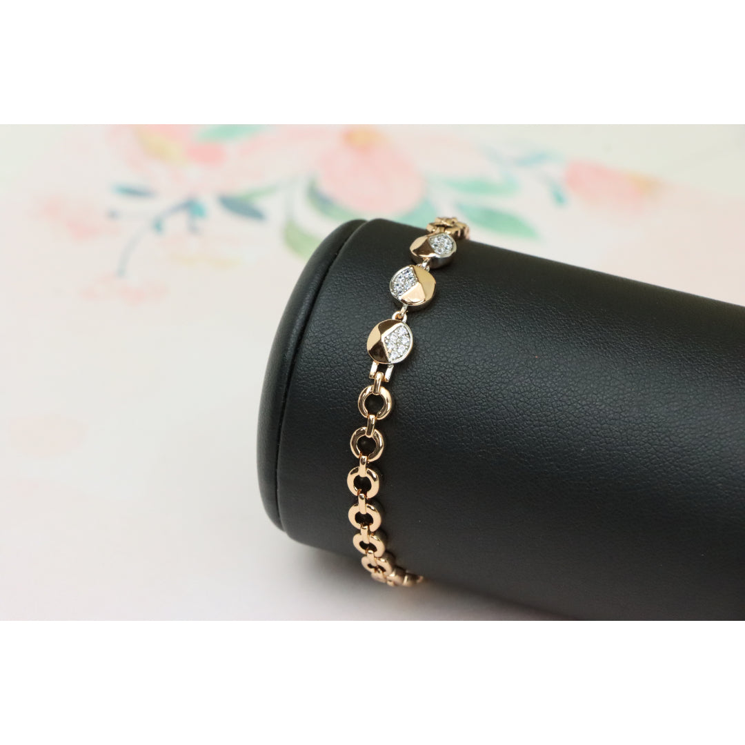 Rose Gold Designer Bracelet with Sparkling Half-Circle Charms, XPBL0703 (2071-2)