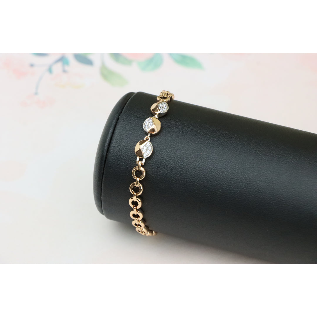Rose Gold Designer Bracelet with Sparkling Half-Circle Charms, XPBL0703 (2071-2)