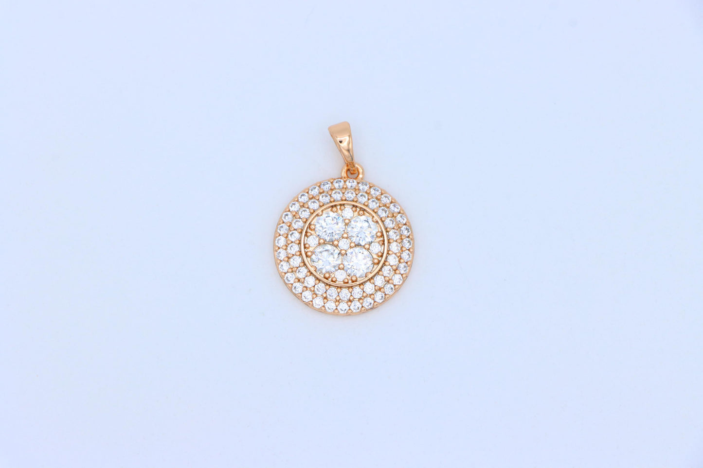 White CZ Studded Round Pendant in Gold Finish – Elegant Sparkle, XPPT1856 (2157-1)