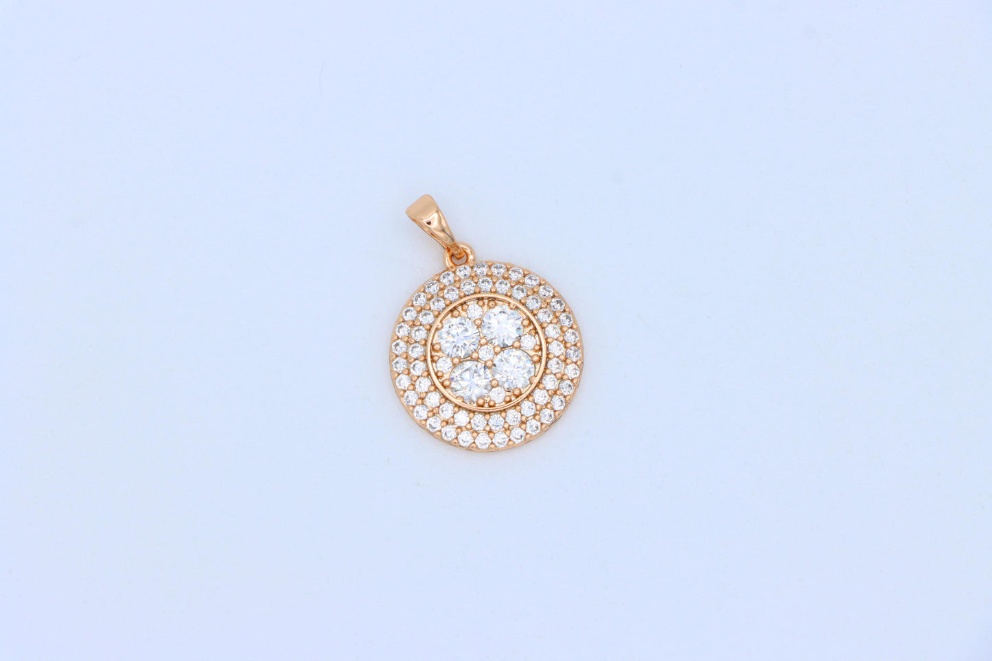White CZ Studded Round Pendant in Gold Finish – Elegant Sparkle, XPPT1856 (2157-1)