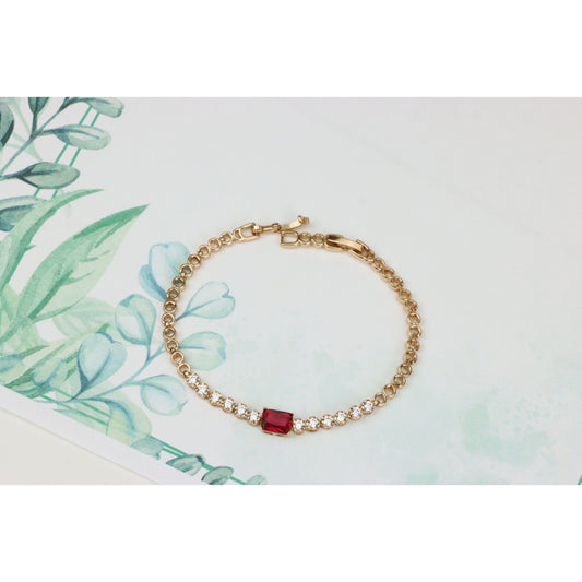 Rose Gold Bracelet with Ruby Red Center and Sparkling White Crystals, XPBL0705 (2071-4)