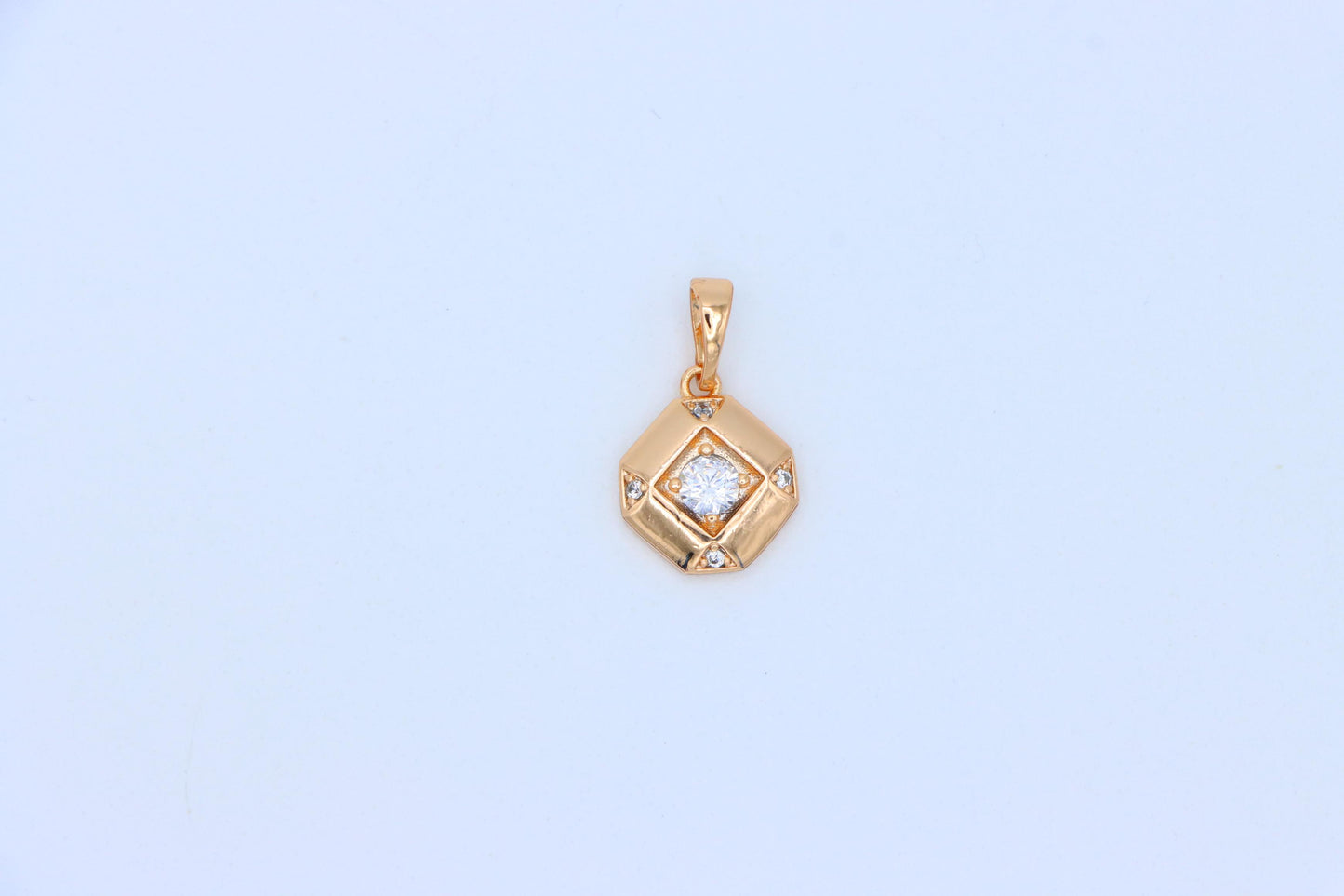 Rose Gold Geometric Pendant with Central Sparkling Stone Detail, XPPT1387 (2134-1)