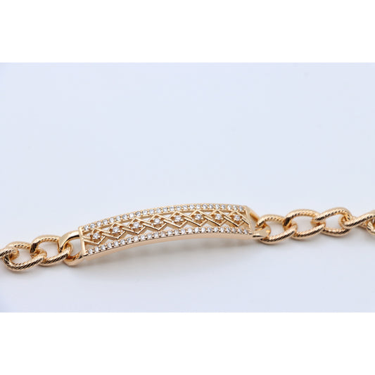 Elegant Rose Gold Bracelet with Criss-Cross Diamond Inlay Design, XPBL0706 (2071-5)
