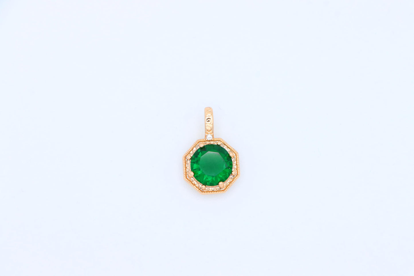 Elegant Green Gem Pendant in Rose Gold Octagon Frame, XPPT1388 (2134-2)