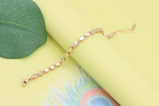 Elegant Rose Gold Bracelet with Textured Round Charm Links, XPBL1102 (2111-1)