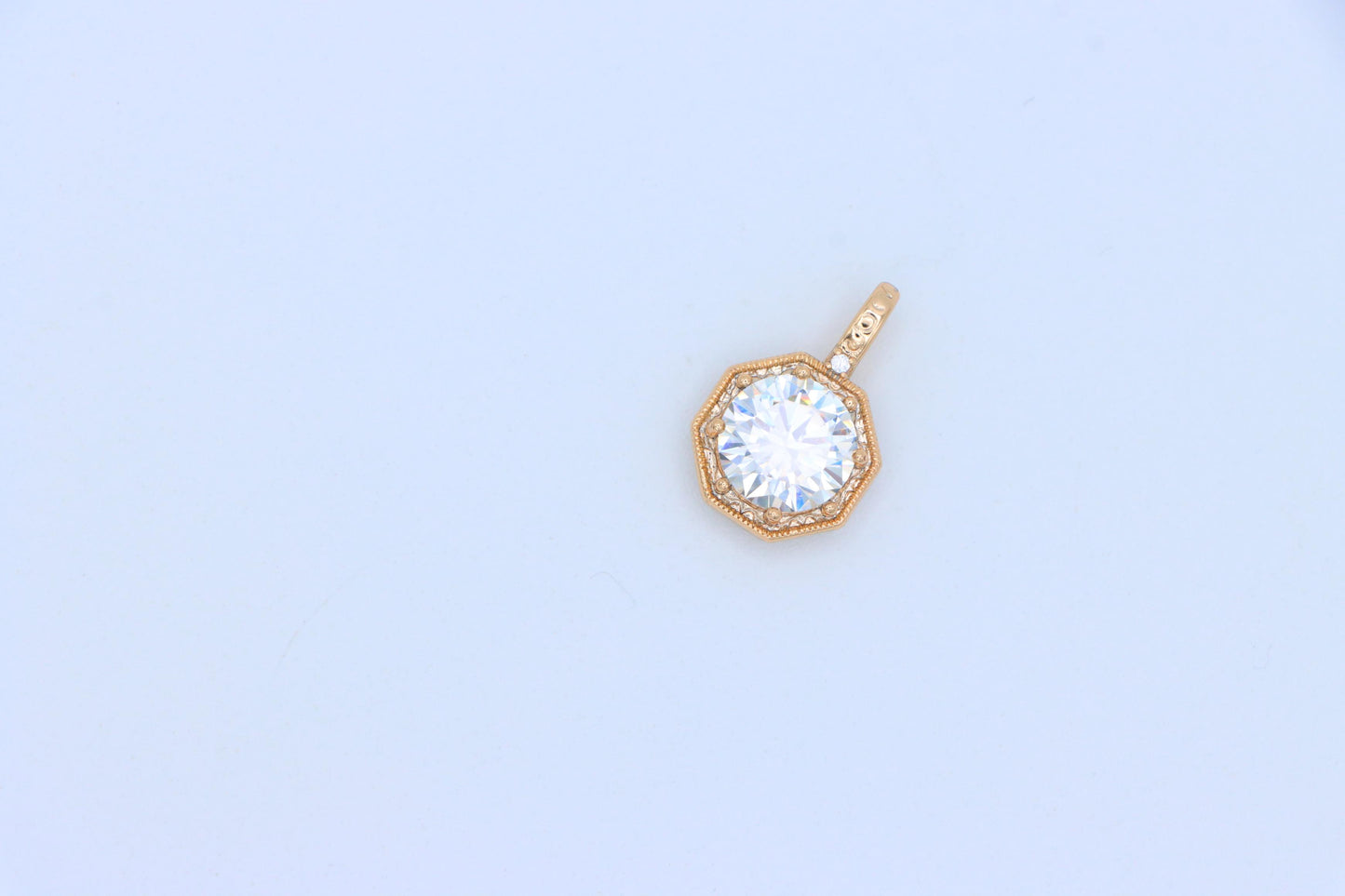 Gold-Plated White Pendant Necklace with Sparkling Center Stone, XPPT1393 (2134-2)