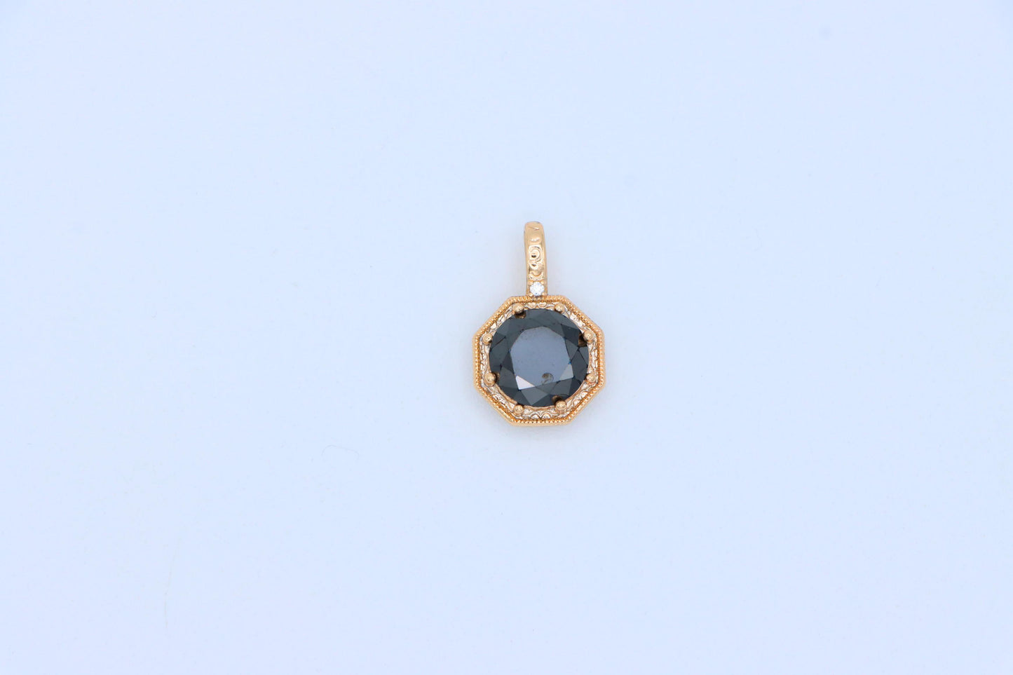 Bold Black Gem Pendant in Rose Gold Octagon Setting, XPPT1389 (2134-2)