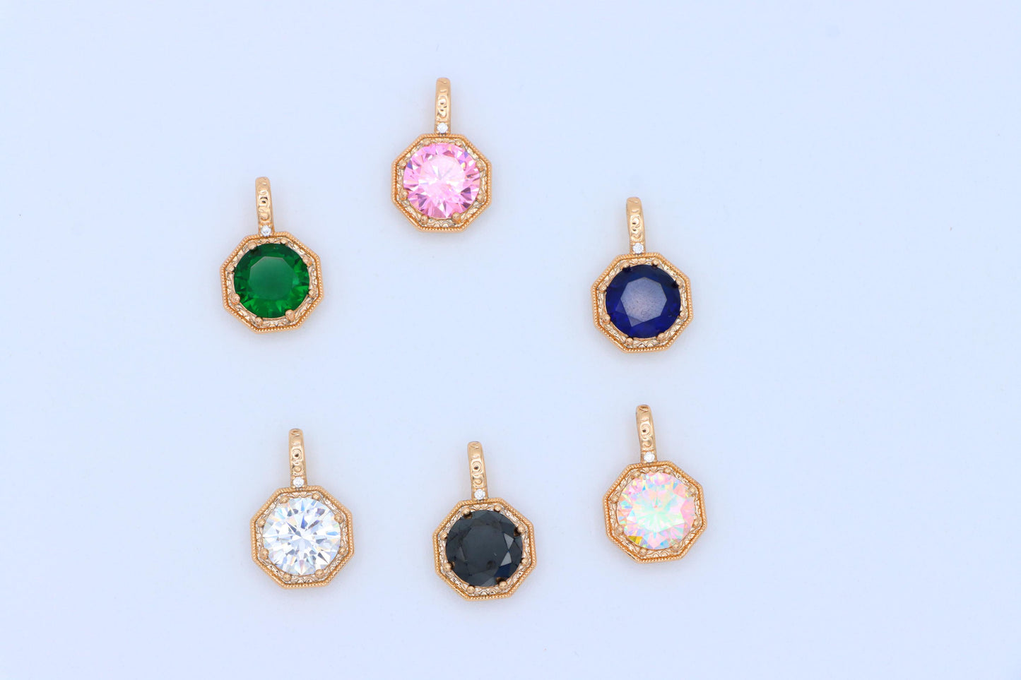 Bold Black Gem Pendant in Rose Gold Octagon Setting, XPPT1389 (2134-2)