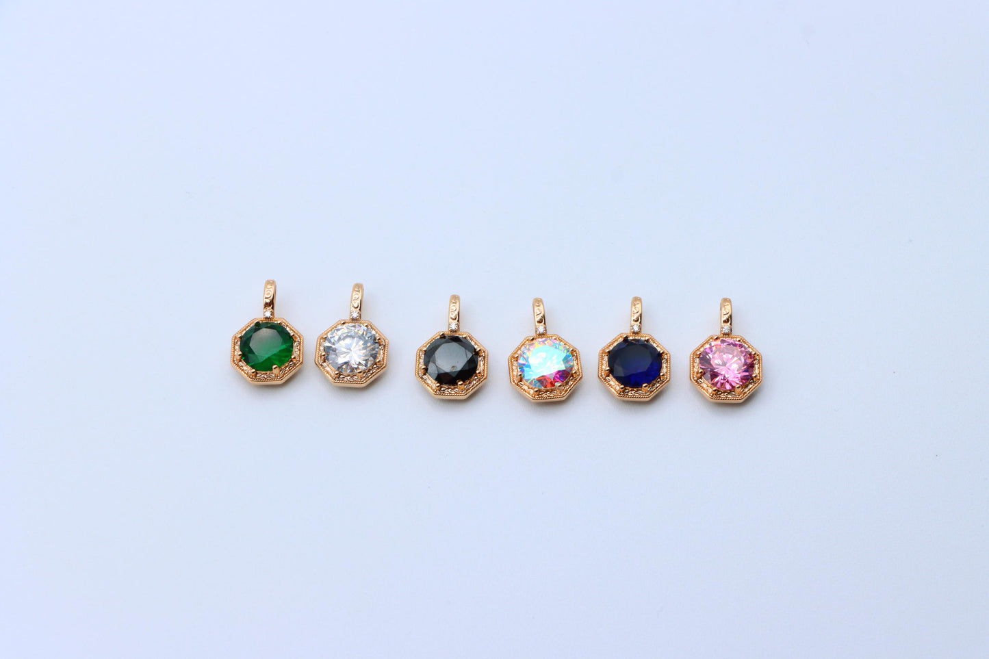 Bold Black Gem Pendant in Rose Gold Octagon Setting, XPPT1389 (2134-2)