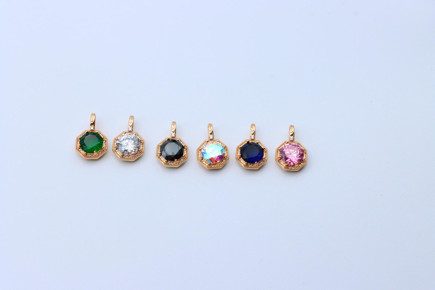 Bold Black Gem Pendant in Rose Gold Octagon Setting, XPPT1389 (2134-2)