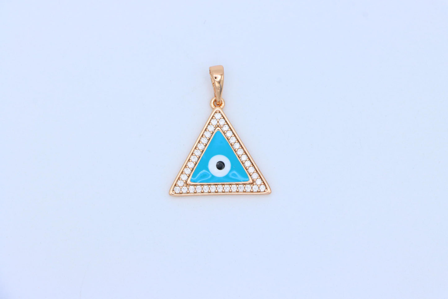 Triangle Evil Eye Pendant in Rose Gold with CZ Accents, XPPT1394 (2134-3)