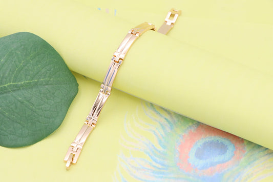 Elegant Rose Gold Bracelet with Geometric Link Design, XPBL1104 (2111-3)