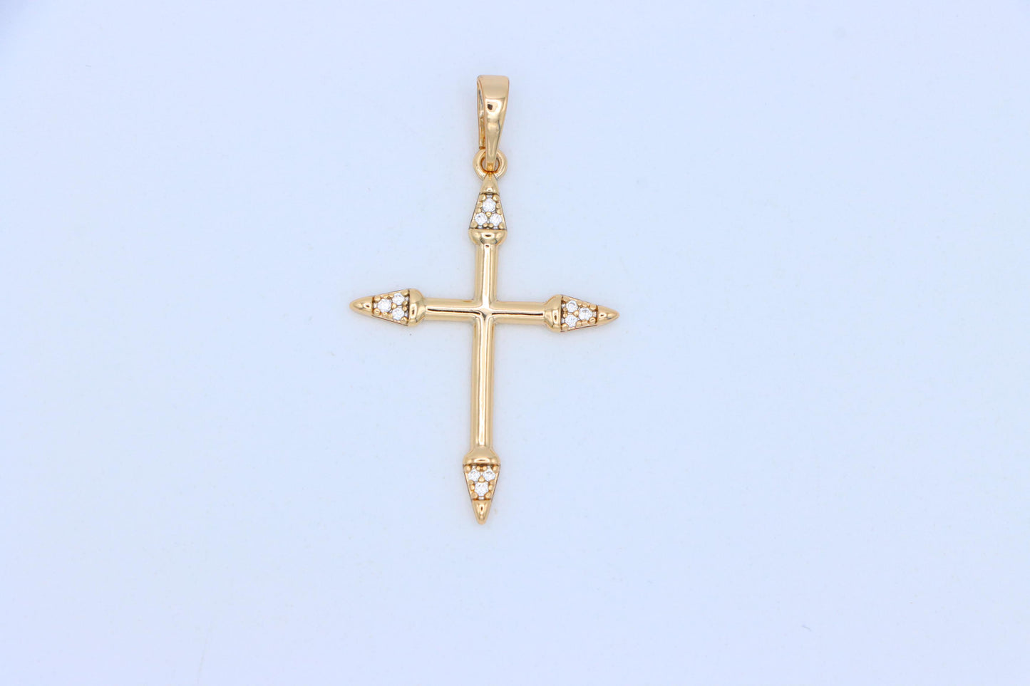 Rose Gold Cross Pendant with Crystal Accents and Sleek Design, XPPT1863 (2157-6)