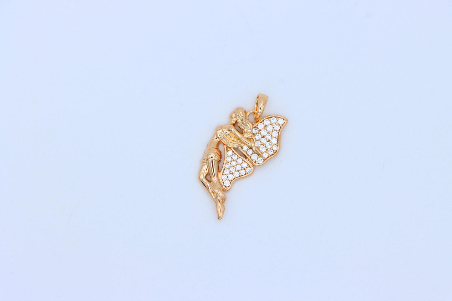Angel Wings Pendant in Rose Gold with CZ Stones, XPPT1395 (2134-4)