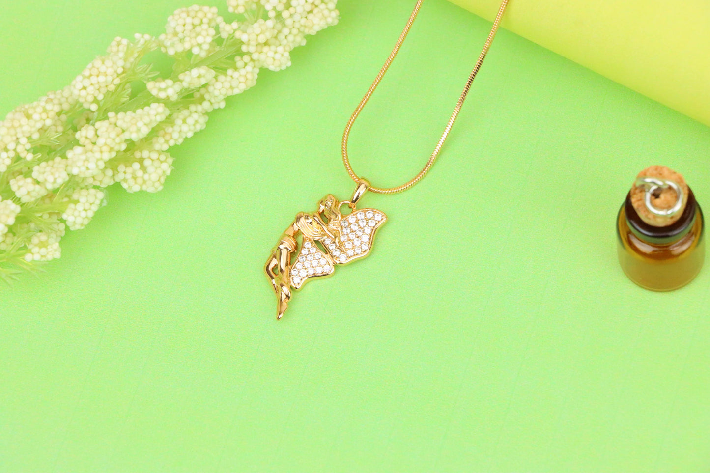 Angel Wings Pendant in Rose Gold with CZ Stones, XPPT1395 (2134-4)
