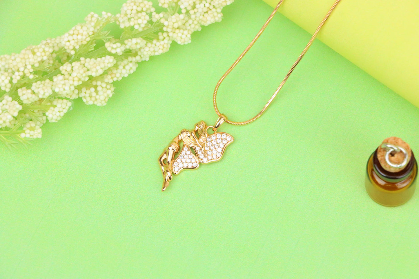 Angel Wings Pendant in Rose Gold with CZ Stones, XPPT1395 (2134-4)