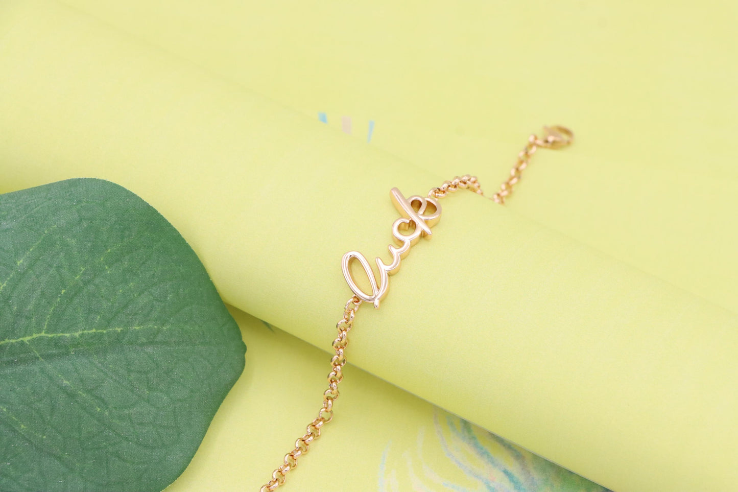 Elegant "Luck" Script Rose Gold Bracelet with Adjustable Chain, XPBL1105 (2111-4)