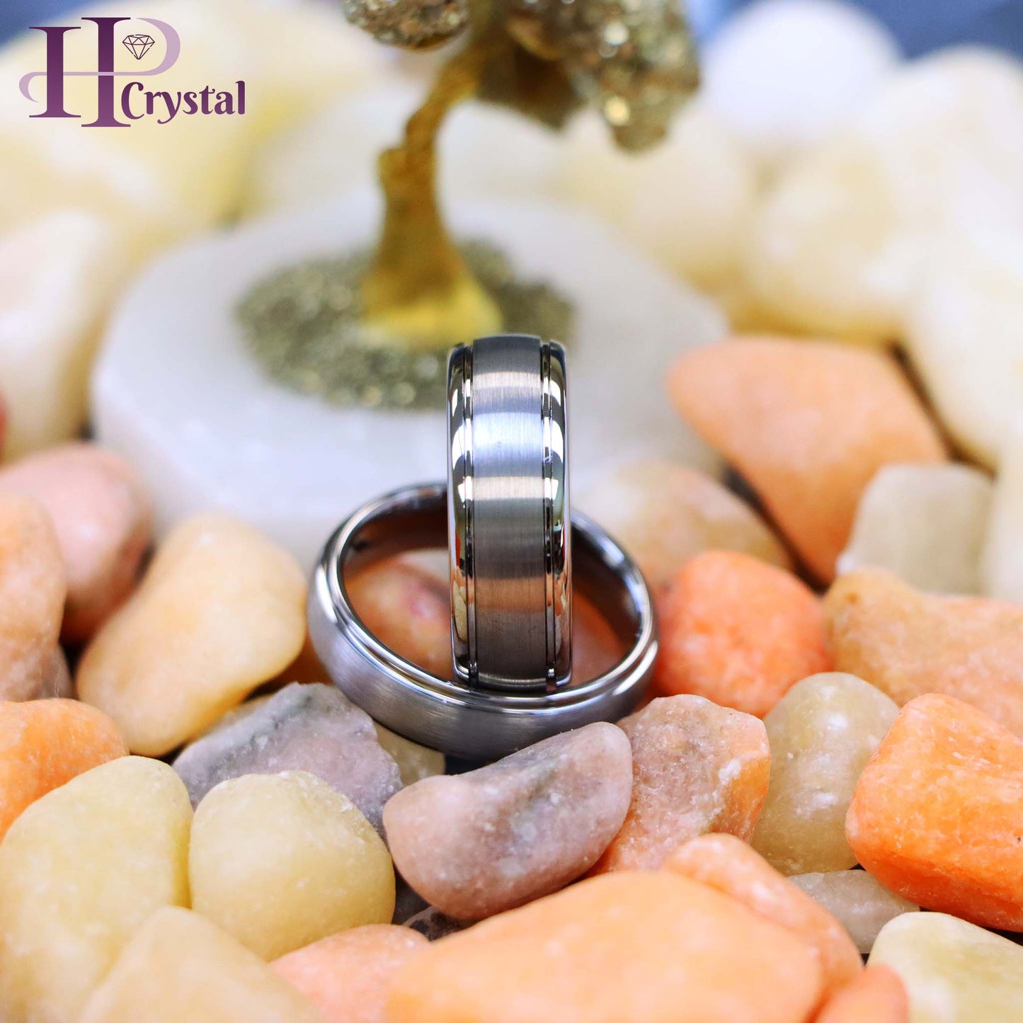 Domed Brushed Center High Polish Ridge Edge Tungsten Ring