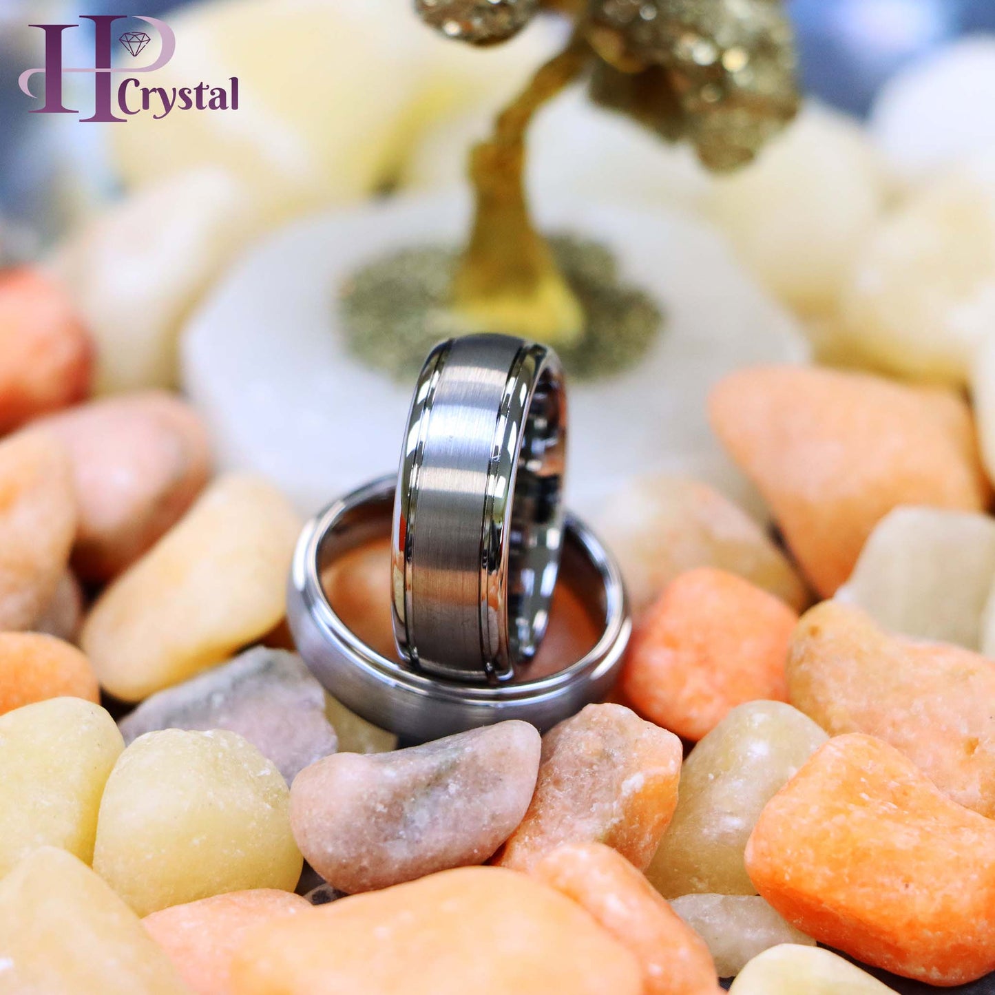 Domed Brushed Center High Polish Ridge Edge Tungsten Ring