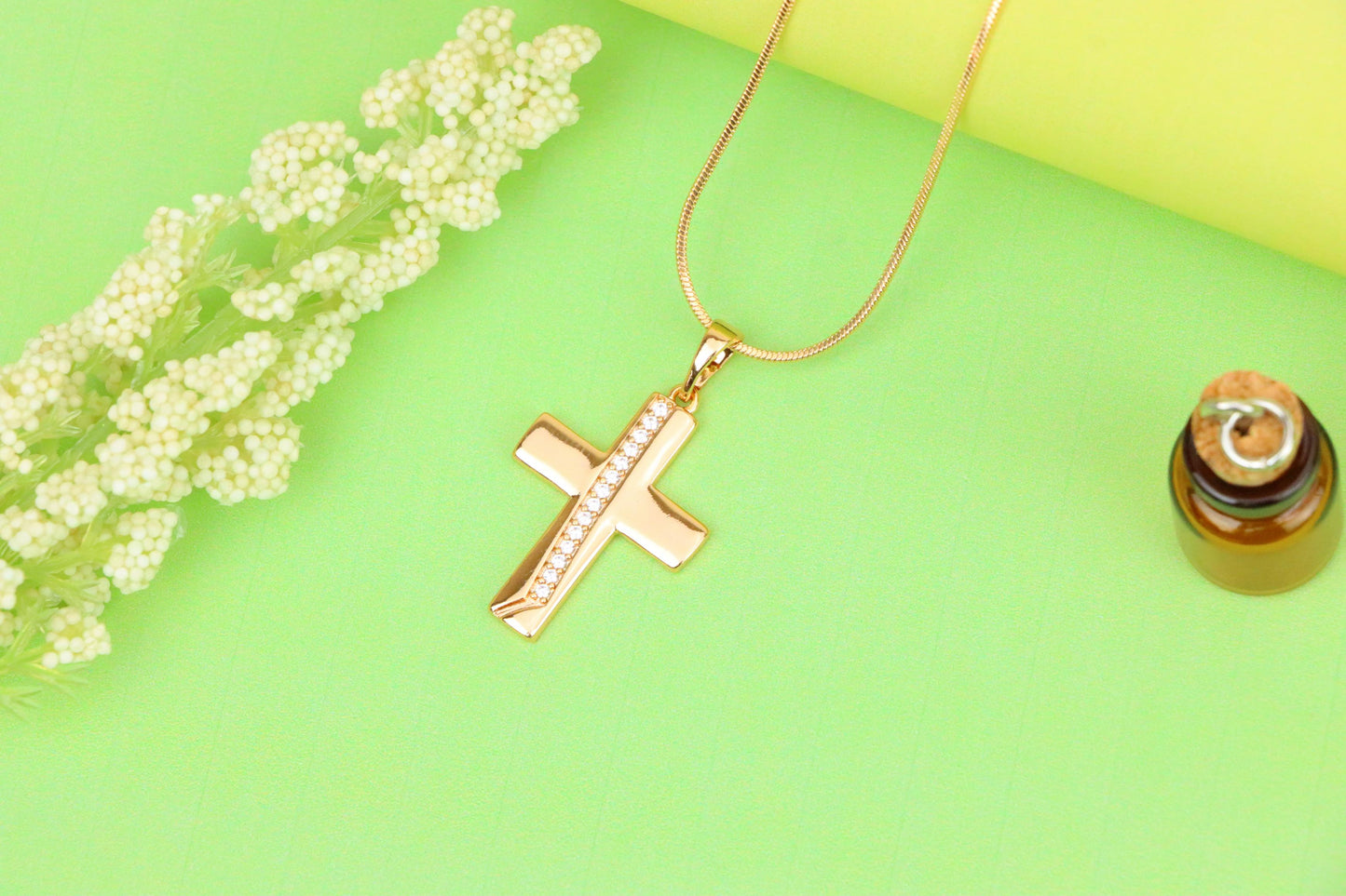 Rose Gold Cross Pendant with CZ Accents, XPPT1396 (2134-5)