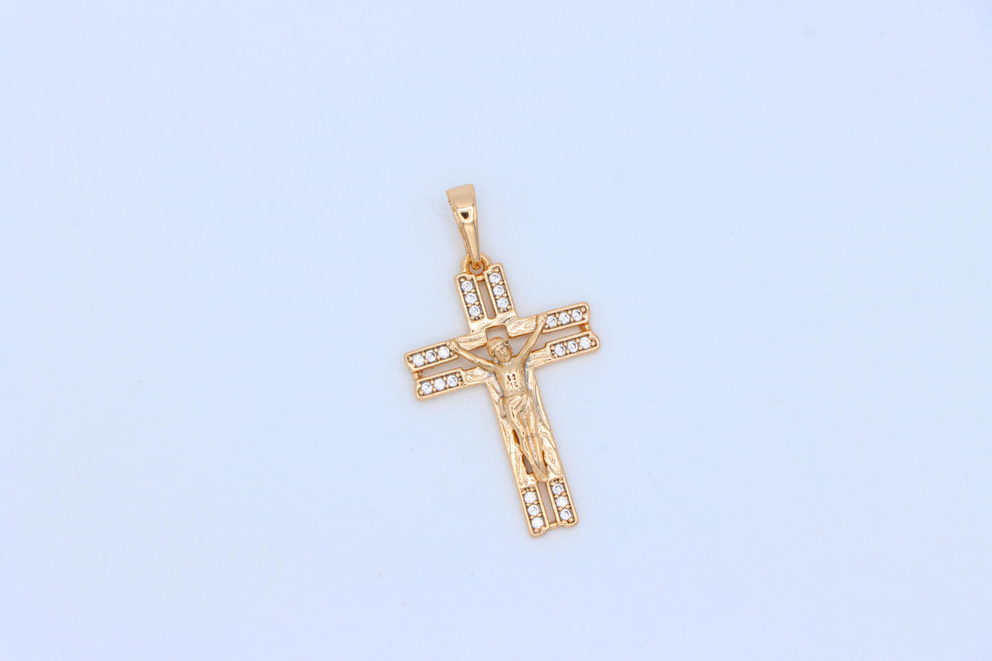 Rose Gold Crucifix Pendant with Crystal Accents and Detailed Design, XPPT1865 (2157-8)