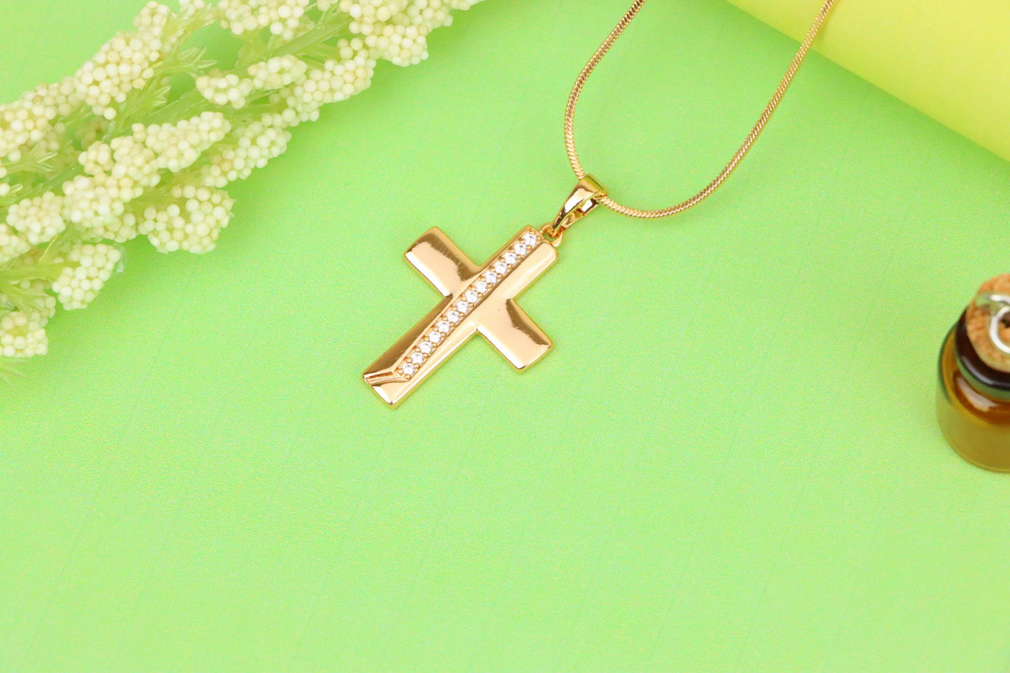 Rose Gold Cross Pendant with CZ Accents, XPPT1396 (2134-5)