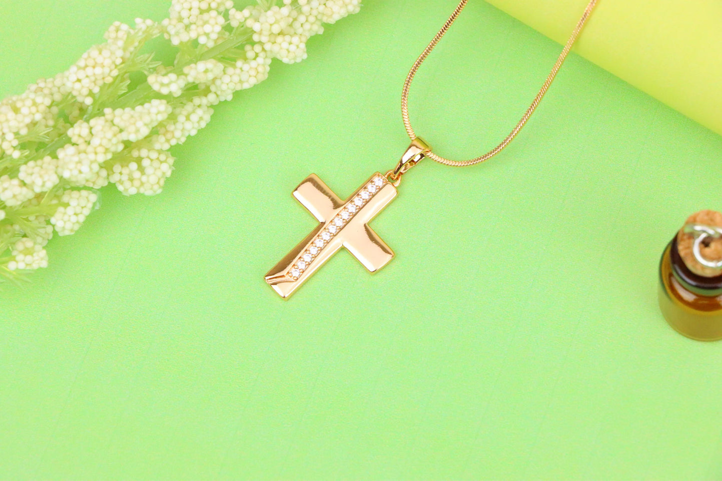 Rose Gold Cross Pendant with CZ Accents, XPPT1396 (2134-5)