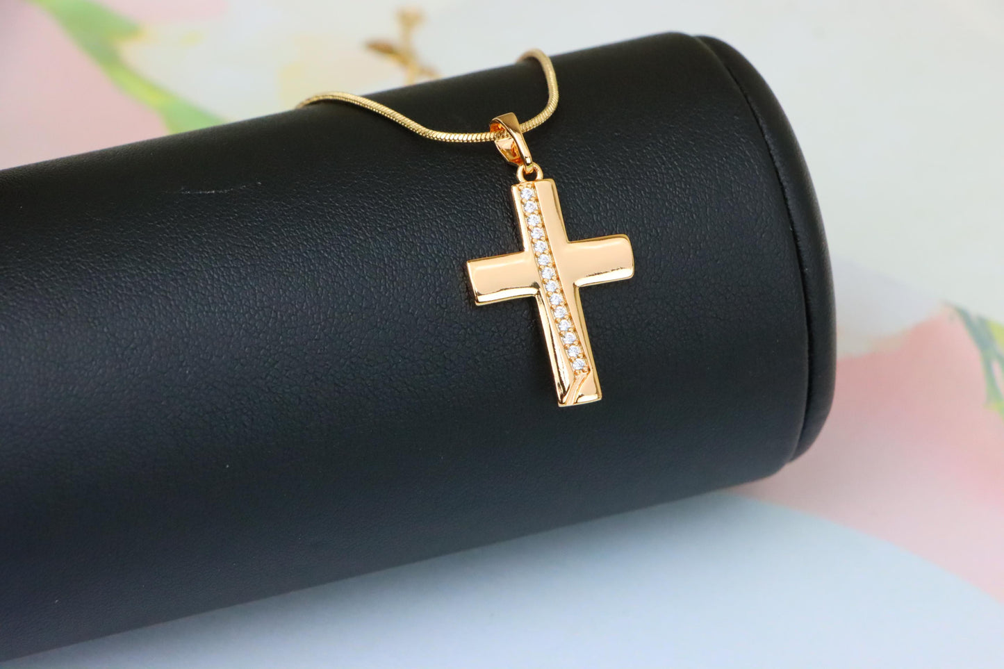 Rose Gold Cross Pendant with CZ Accents, XPPT1396 (2134-5)