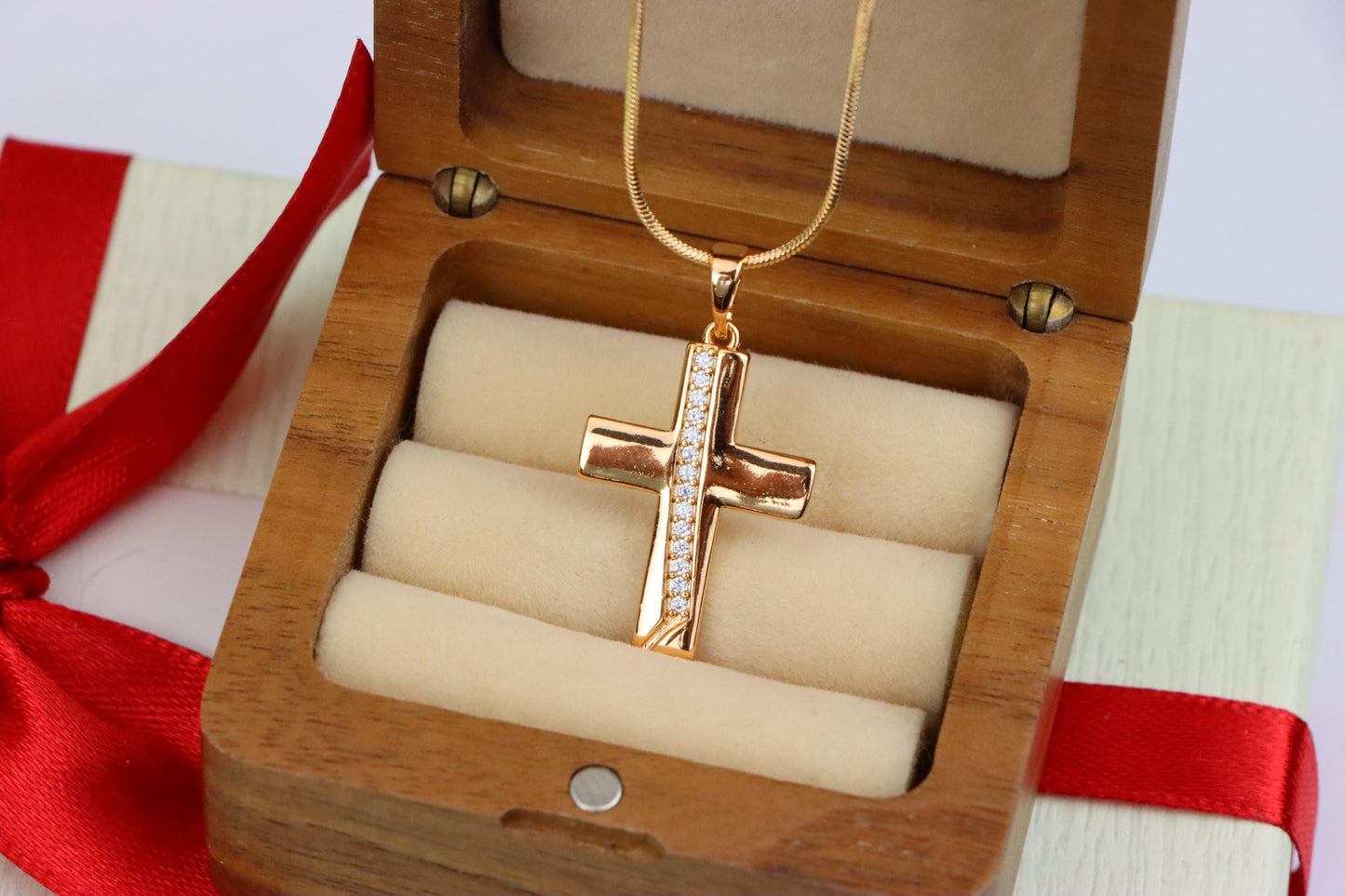 Rose Gold Cross Pendant with CZ Accents, XPPT1396 (2134-5)