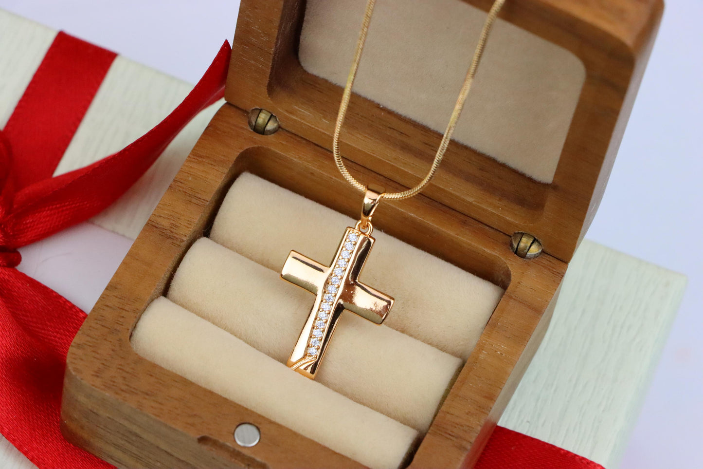 Rose Gold Cross Pendant with CZ Accents, XPPT1396 (2134-5)