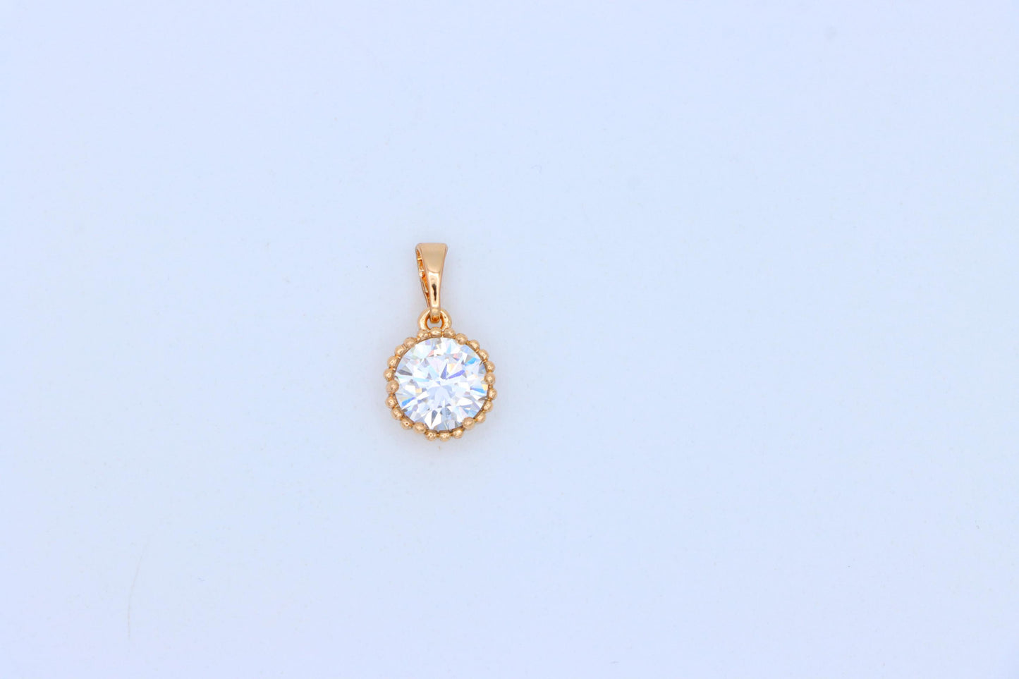 Elegant Rose Gold Round Pendant with Large White Sparkling Stone, XPPT1866 (2157-9)