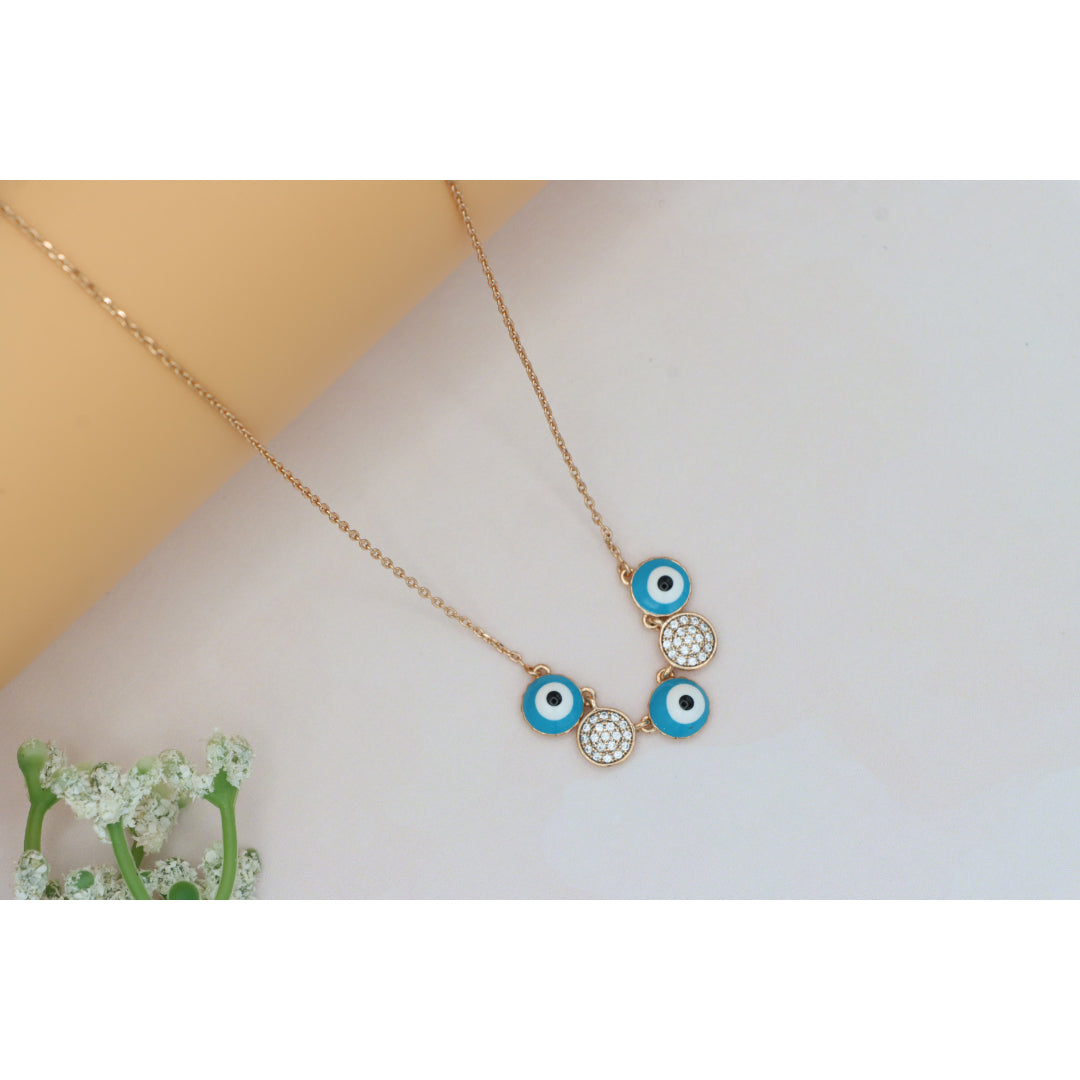 Rose Gold Evil Eye Pendant Necklace with Sparkle Accent, XPNL0248 (2025-8)