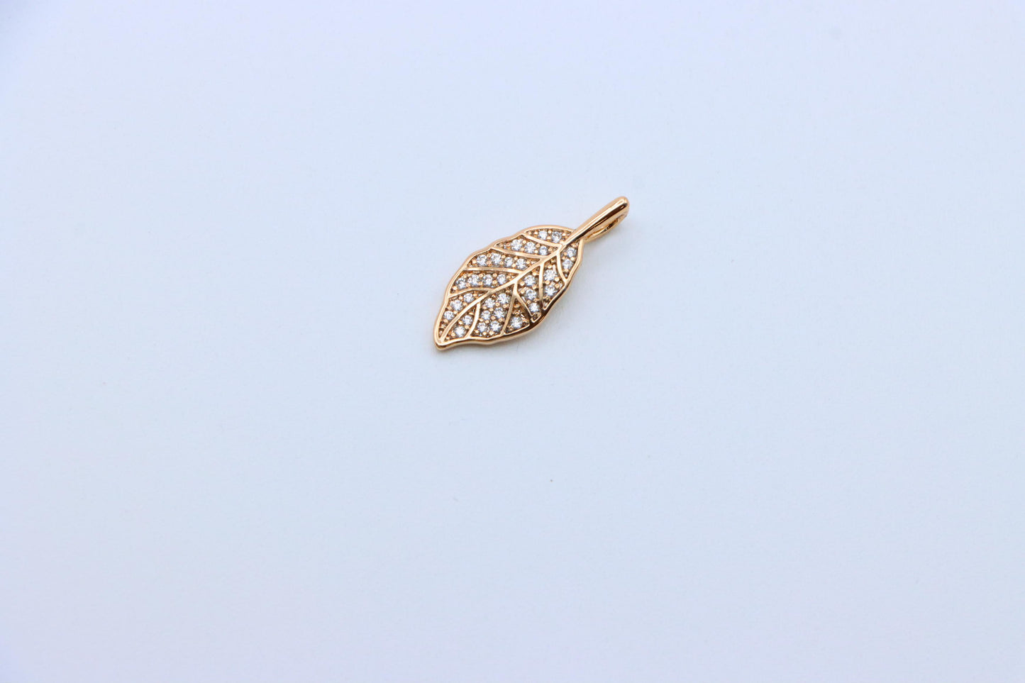 Elegant Leaf Design Rose Gold Pendant with Sparkling White Stones, XPPT1868 (2158-1)