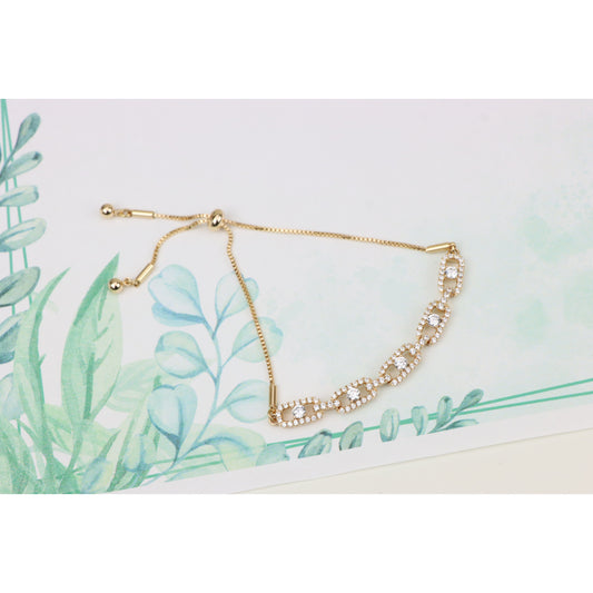 Elegant Rose Gold A-Bracelet with Sparkling CZ Stones, XPAB0720 (2072-9)