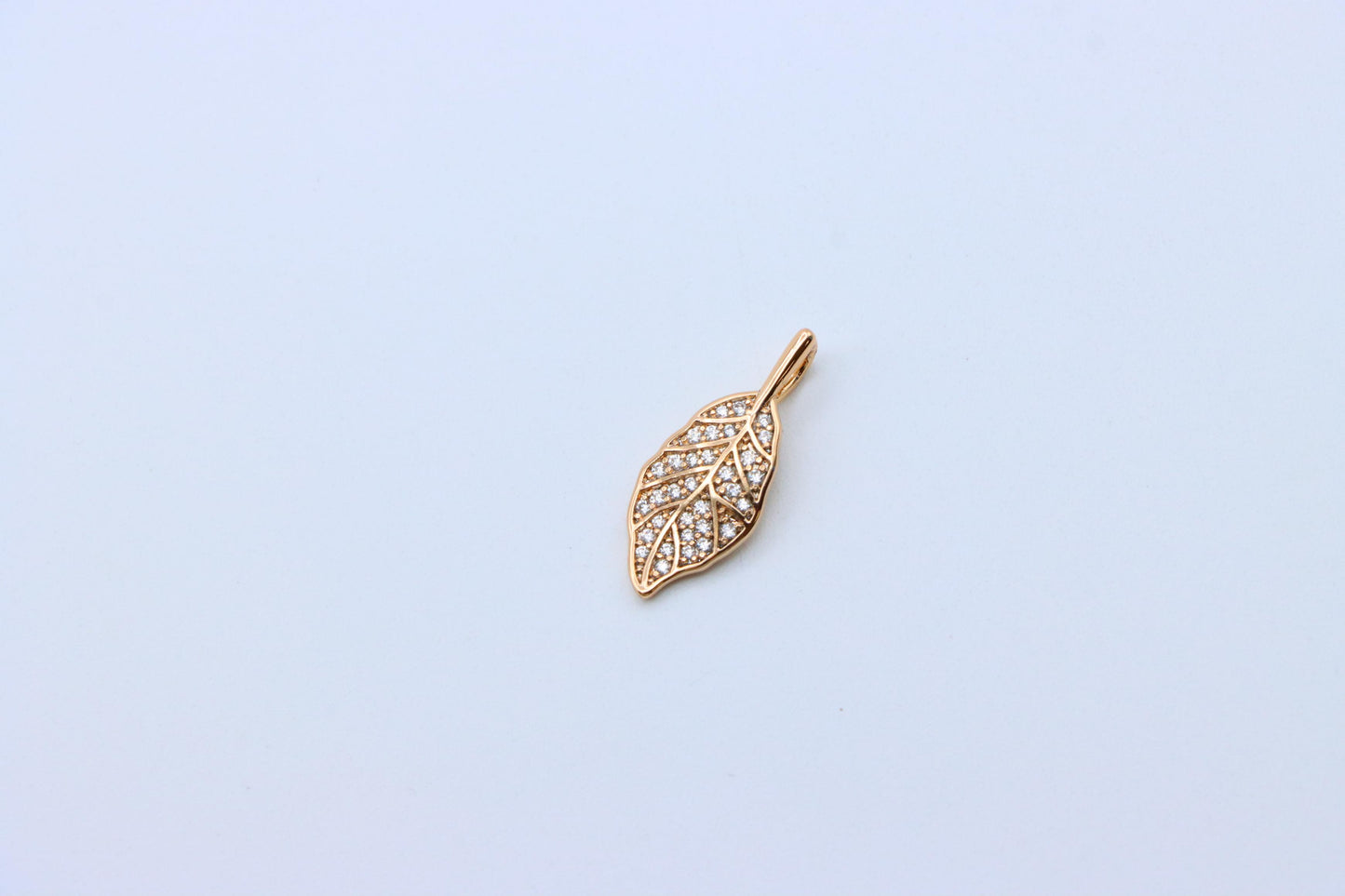 Elegant Leaf Design Rose Gold Pendant with Sparkling White Stones, XPPT1868 (2158-1)