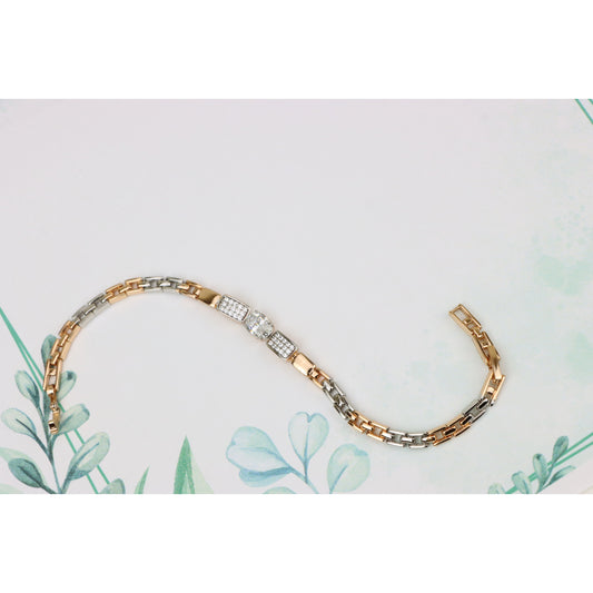 Elegant Rose Gold & Silver Two-Tone Crystal Accent Bracelet, XPBL0721 (2072-10)