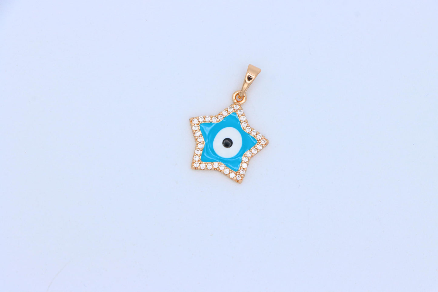 Star-Shaped Evil Eye Pendant in Rose Gold with Sparkling Stones, XPPT1870 (2158-3)
