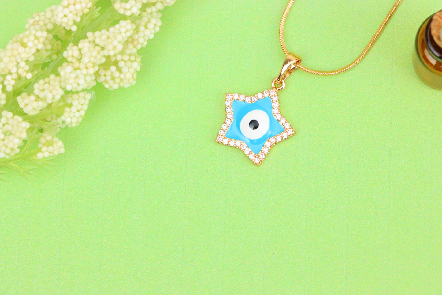 Star-Shaped Evil Eye Pendant in Rose Gold with Sparkling Stones, XPPT1870 (2158-3)