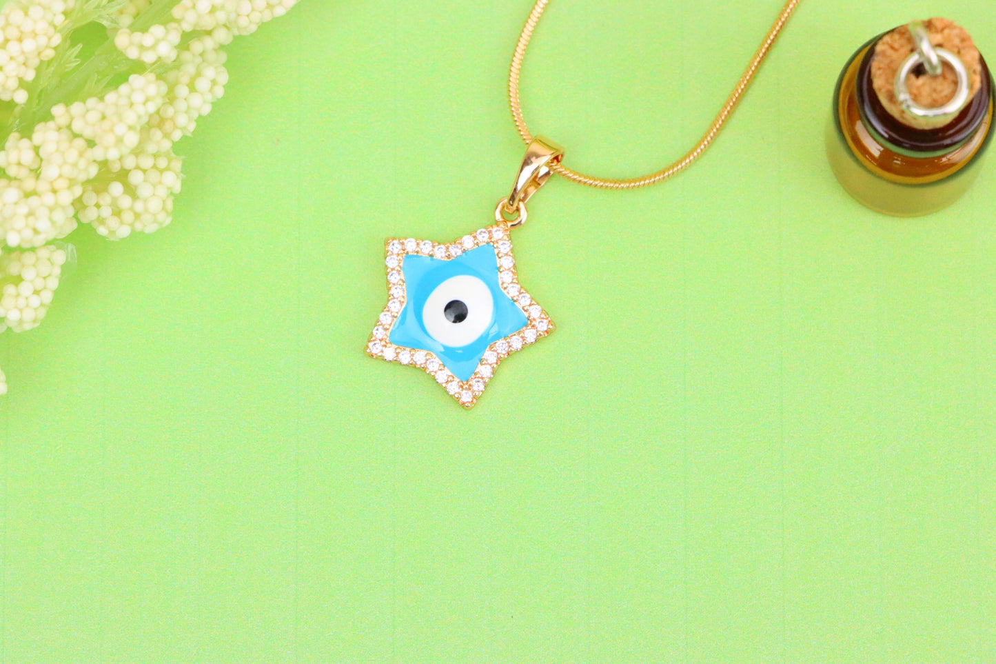 Star-Shaped Evil Eye Pendant in Rose Gold with Sparkling Stones, XPPT1870 (2158-3)