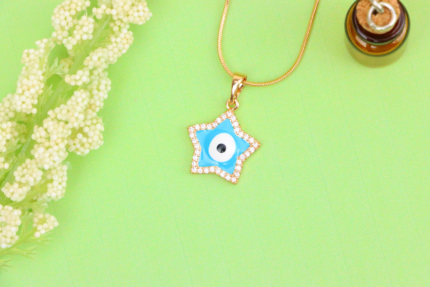 Star-Shaped Evil Eye Pendant in Rose Gold with Sparkling Stones, XPPT1870 (2158-3)