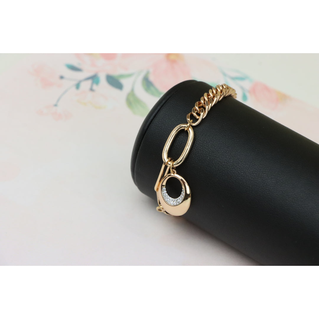 Chunky Rose Gold Chain Bracelet with Dangle Charm Accent, XPBL0722 (2073-1)
