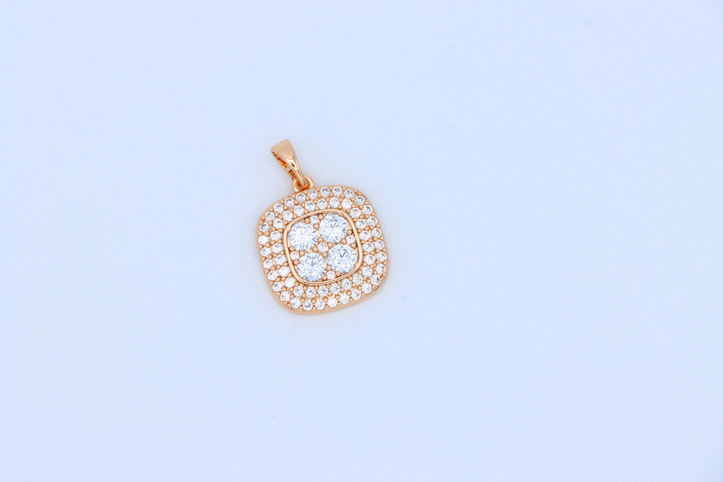 Square Rose Gold Pendant with Sparkling White Crystal Accents, XPPT1871 (2158-4)