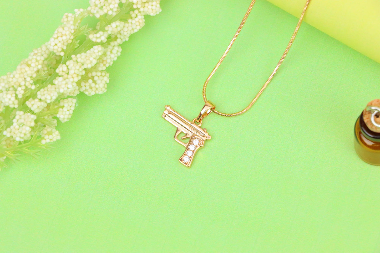 Rose Gold Gun Shape Pendant with CZ Detail – Bold Stylish Design, XPPT1403 (2135-2)