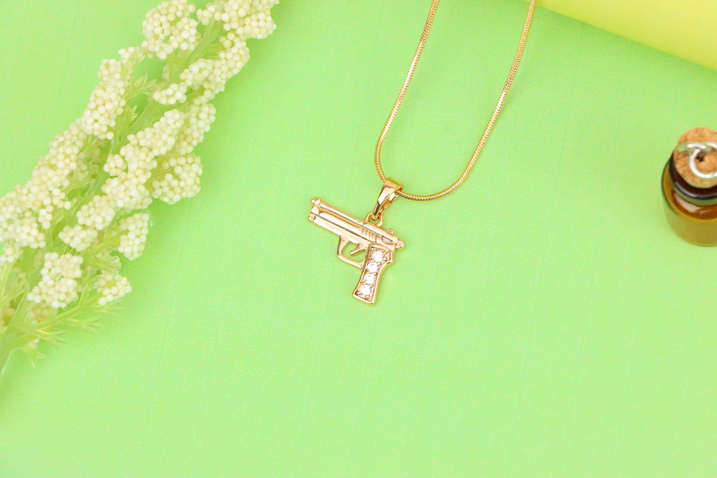 Rose Gold Gun Shape Pendant with CZ Detail – Bold Stylish Design, XPPT1403 (2135-2)