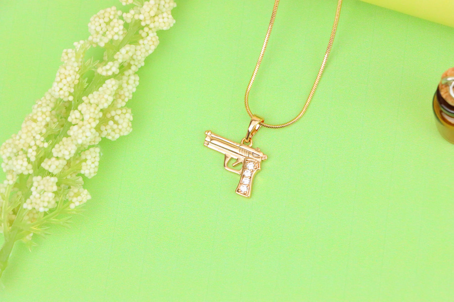Rose Gold Gun Shape Pendant with CZ Detail – Bold Stylish Design, XPPT1403 (2135-2)
