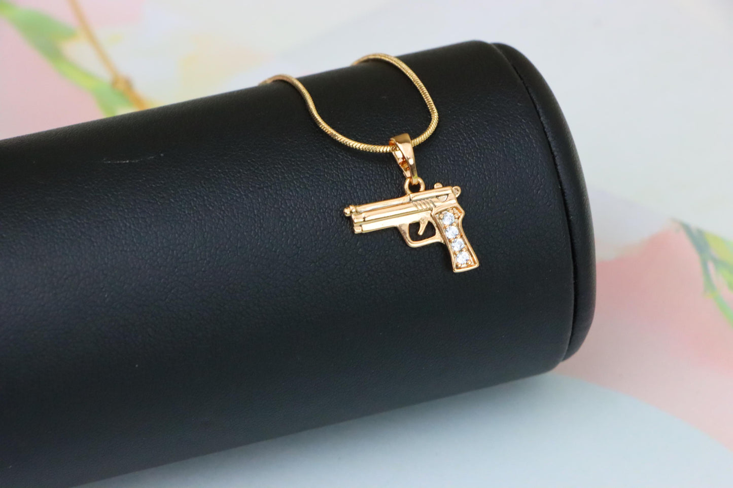 Rose Gold Gun Shape Pendant with CZ Detail – Bold Stylish Design, XPPT1403 (2135-2)