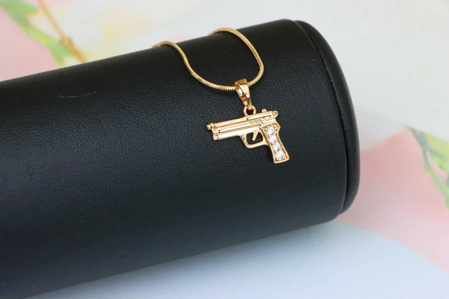 Rose Gold Gun Shape Pendant with CZ Detail – Bold Stylish Design, XPPT1403 (2135-2)