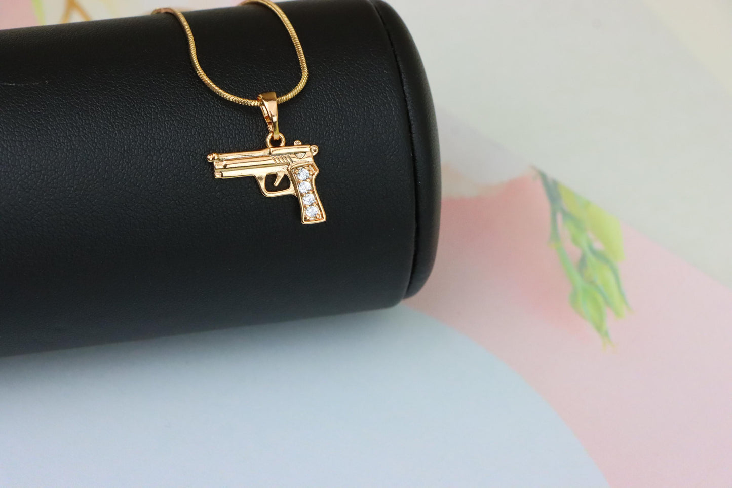 Rose Gold Gun Shape Pendant with CZ Detail – Bold Stylish Design, XPPT1403 (2135-2)