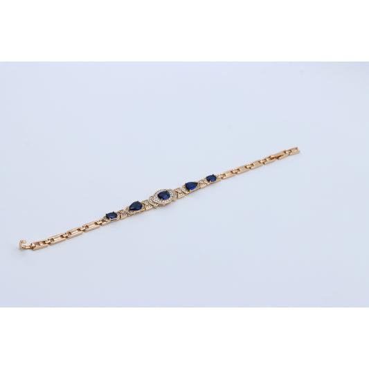 Rose Gold Bracelet with Royal Blue Stones & Sparkling Accents, XPBL0725 (2073-4)