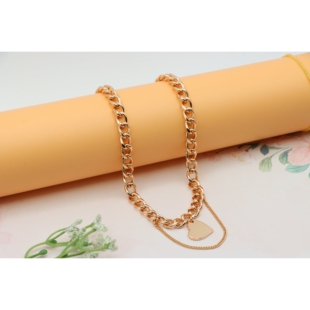 Chunky Heart Pendant Rose Gold Necklace, XPNL0254 (2026-4)